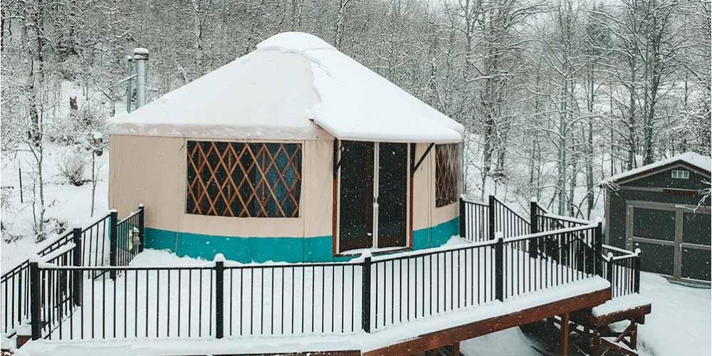 yurt roof with snow