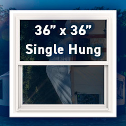 36" x 36" Single Hung, White Vinyl Frame
