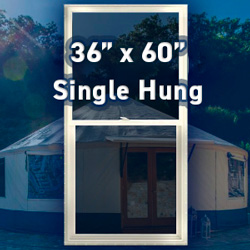 36" x 60" Single Hung, White Vinyl Frame